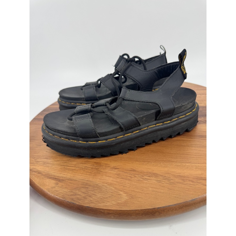 Dr. Martens Nartilla Gladiator Sandal Womens 7 Black Leather Lace Up Ziggy Sole